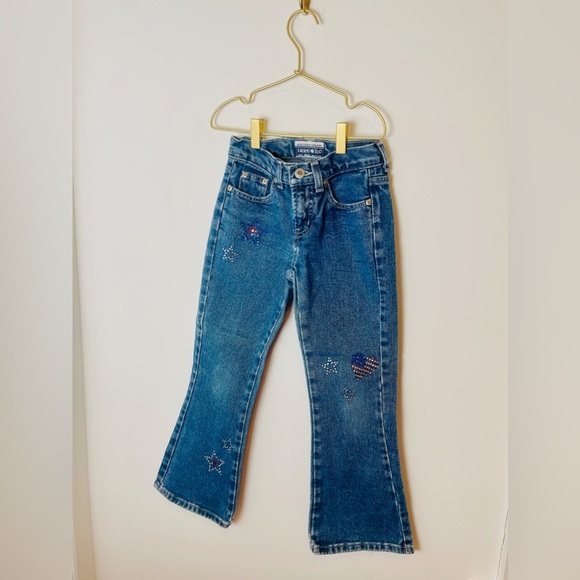 Vintage Y2K 90s 00s Limited Too Embellished Bedazzled  Jeans USA Stars BootCut 7 - Picture 1 of 11